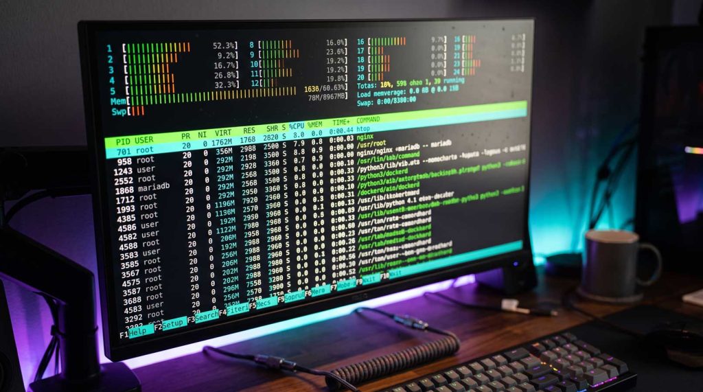 Мониторинг ресурсов и процессы (htop / telemetry)